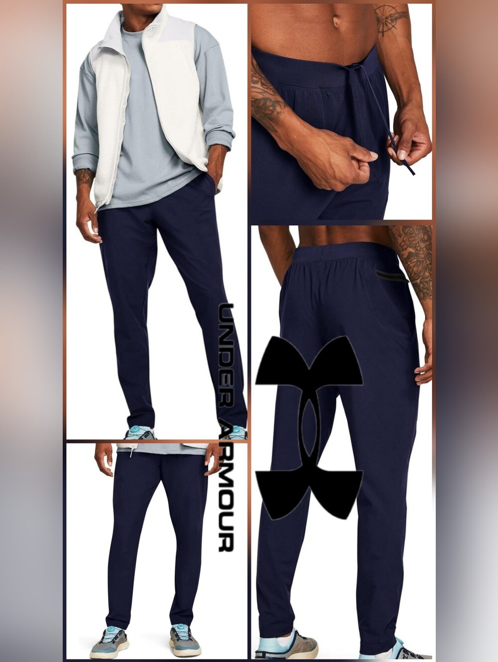 LN Men's Under Armour Unstoppable Navy Tapered Jogger Sweatpants